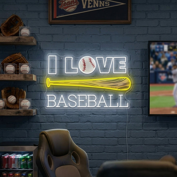 "I Love Baseball" Neonkyltti