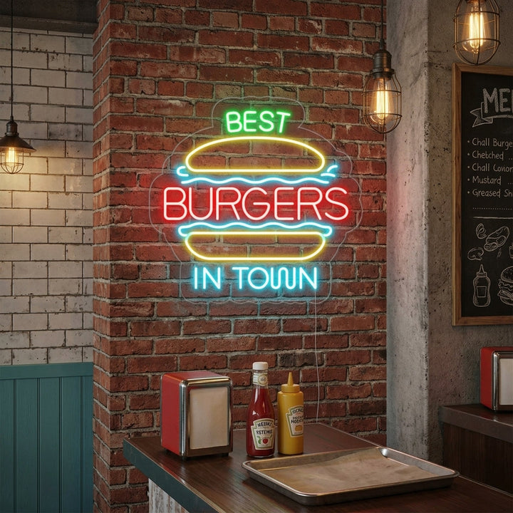"Best Burgers In Town" Neonkyltti