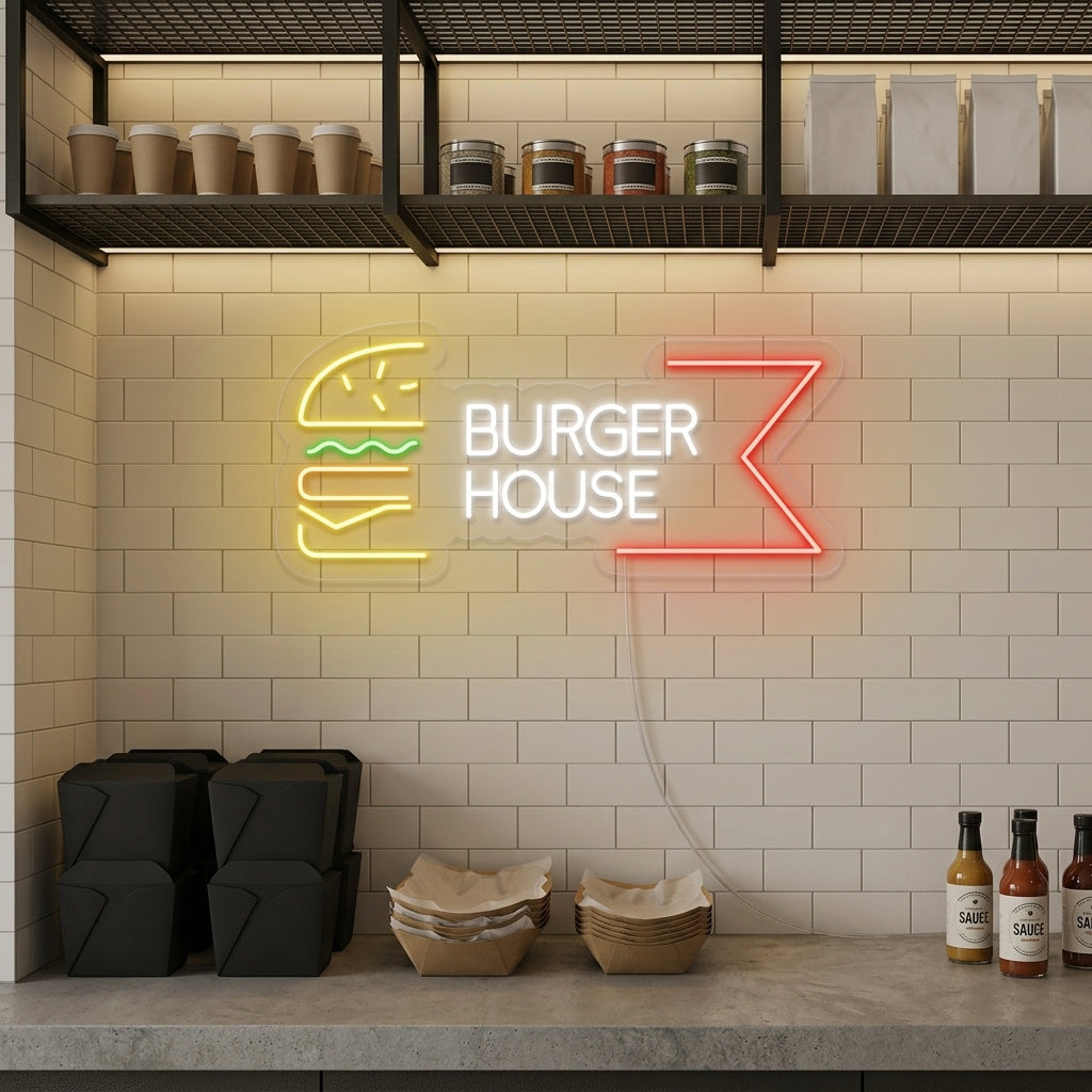 "Ravintola Burger House" Neonkyltti
