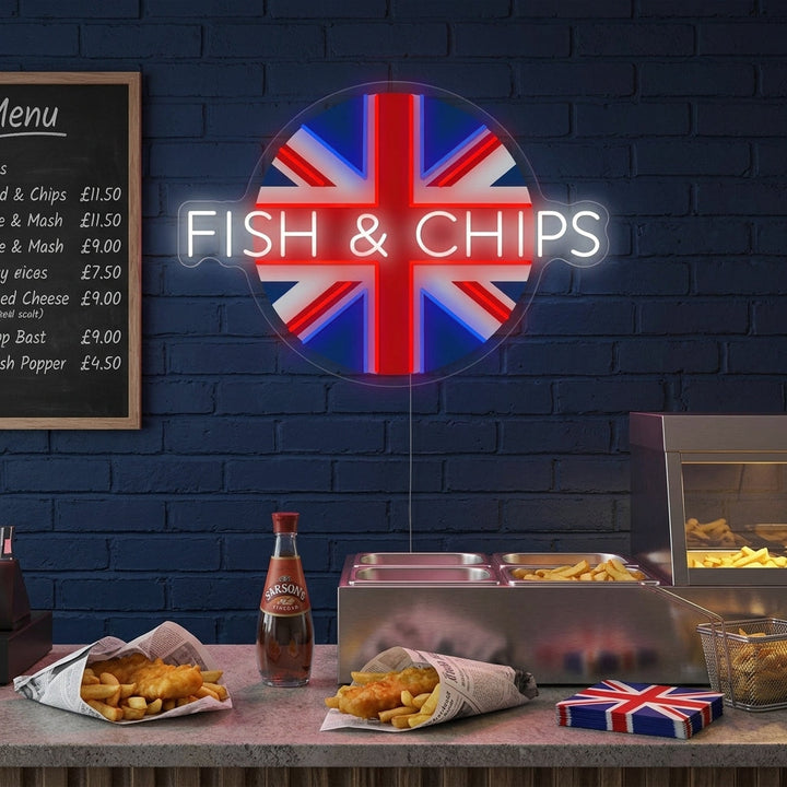 "Uk Fish & Chips" Neonkyltti