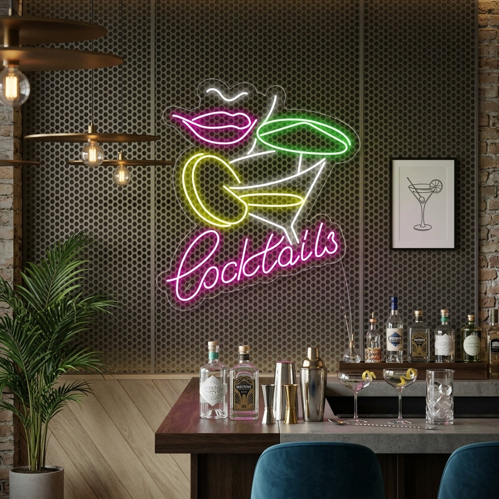 "Gin Tonic Cocktail Nainen Baari" Neonkyltti