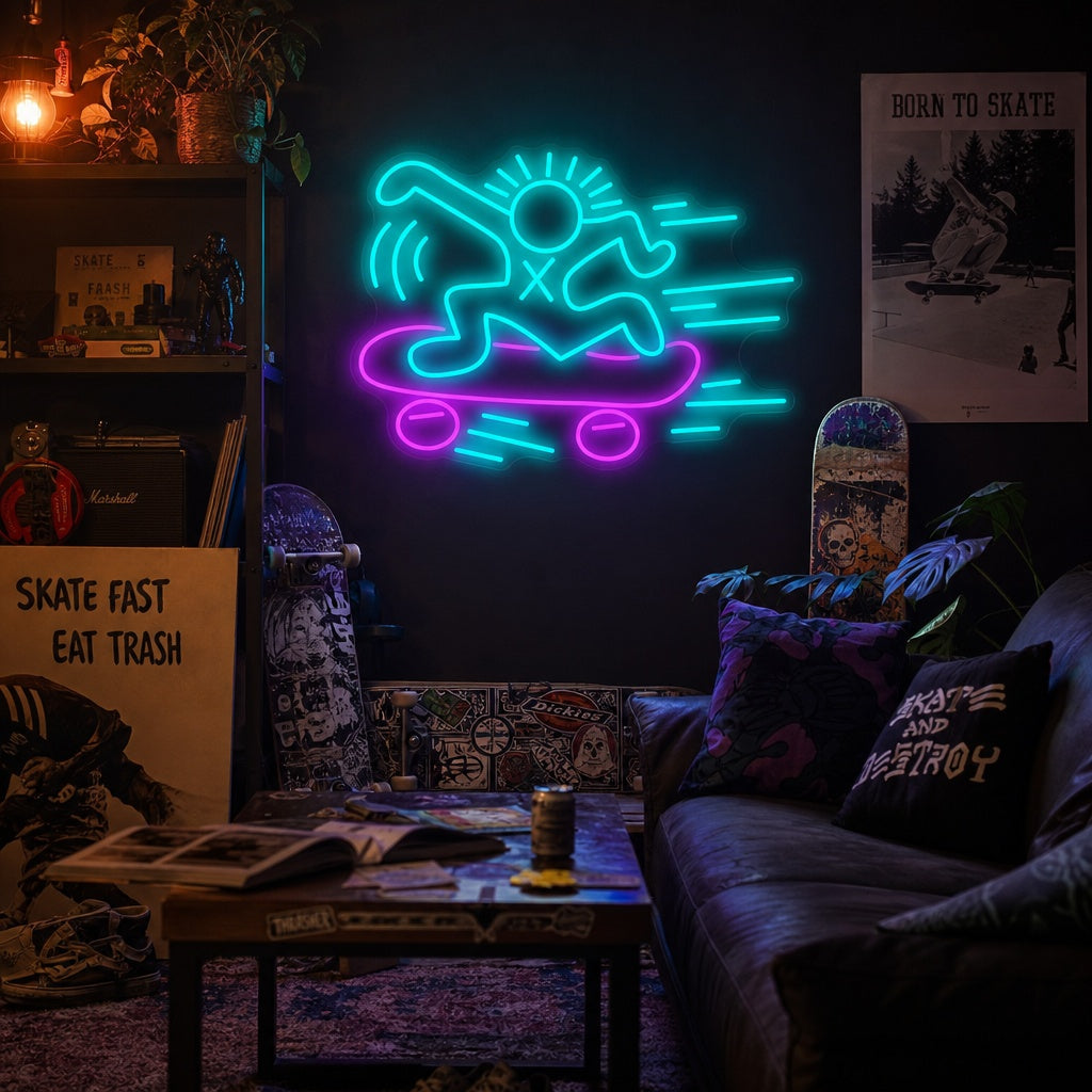 "Kh rullalauta" Neonkyltti