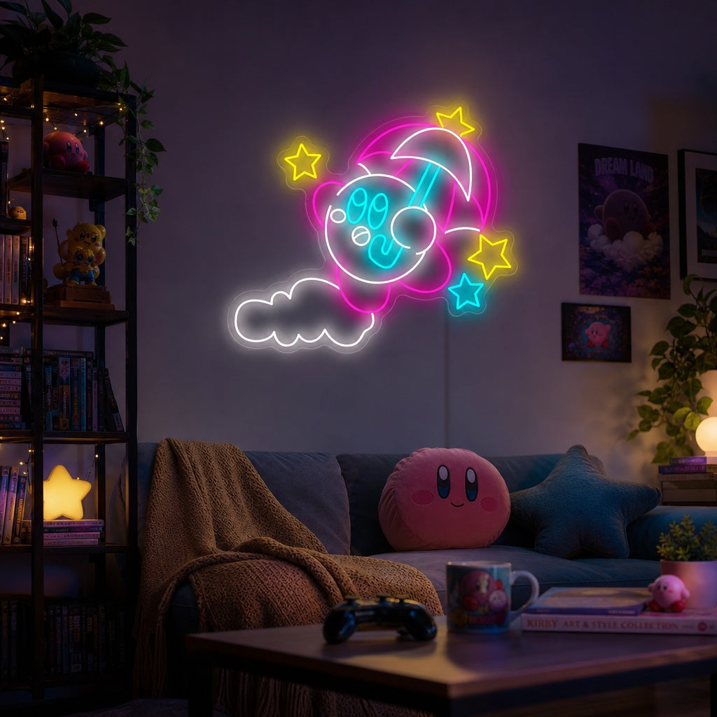 "Kirby sateenvarjo" Neonkyltti