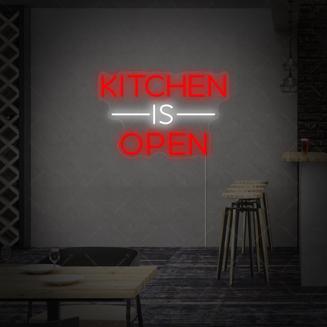 "Kitchen Is Open" Neonkyltti