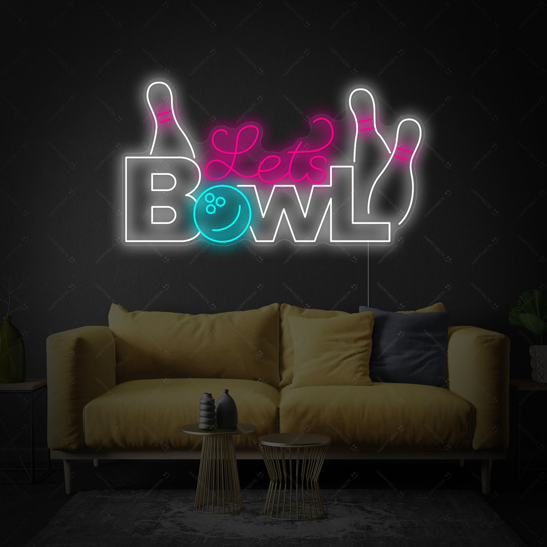 "Lets Bowl" Neonkyltti