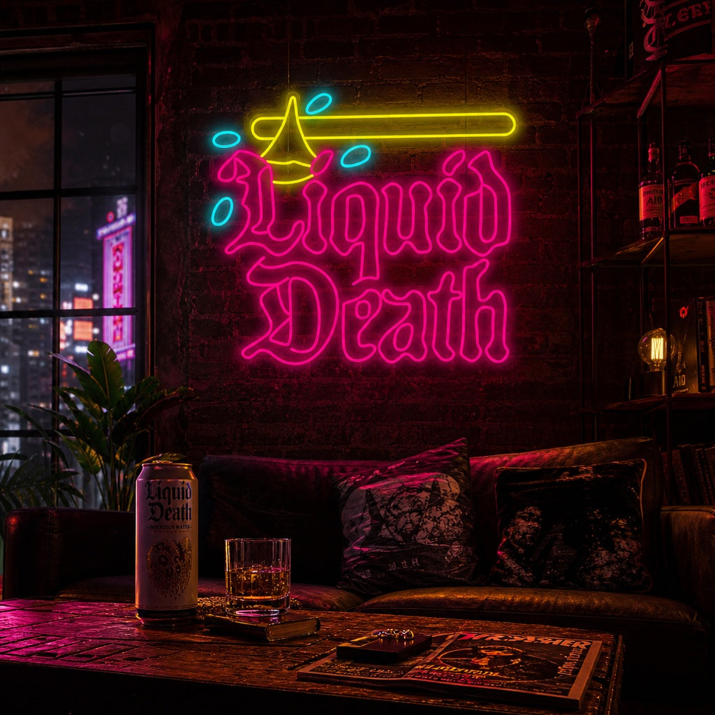 "Liquid Death" Neonkyltti