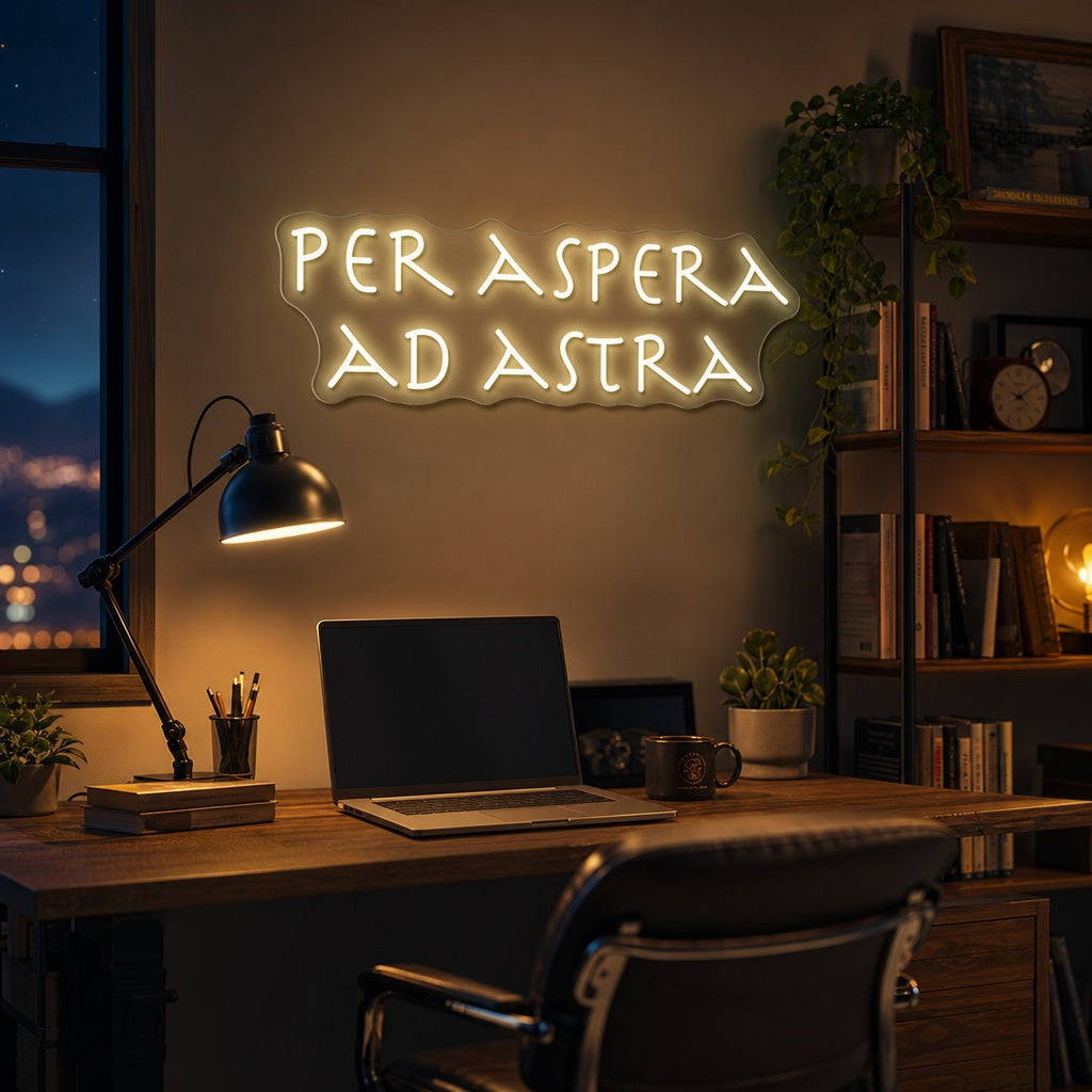 "PER ASPERA AD ASTRA" Neonkyltti