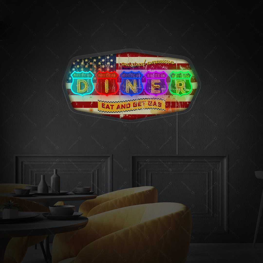 "Retro Route Diner" Neonkyltti