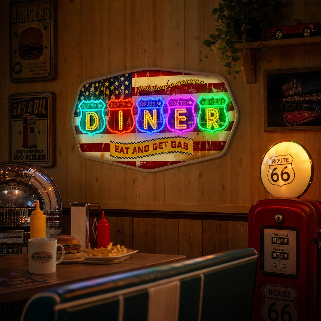 "Retro Route Diner" Neonkyltti