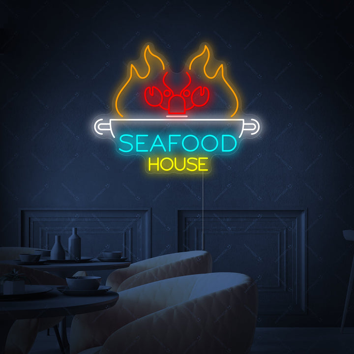 "Seafood House" Neonkyltti