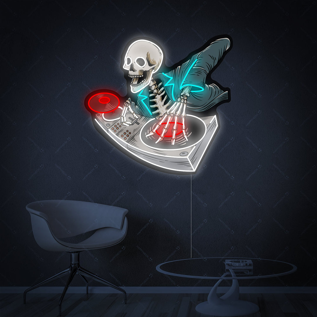 "Skeleton Dj" Neonkyltti