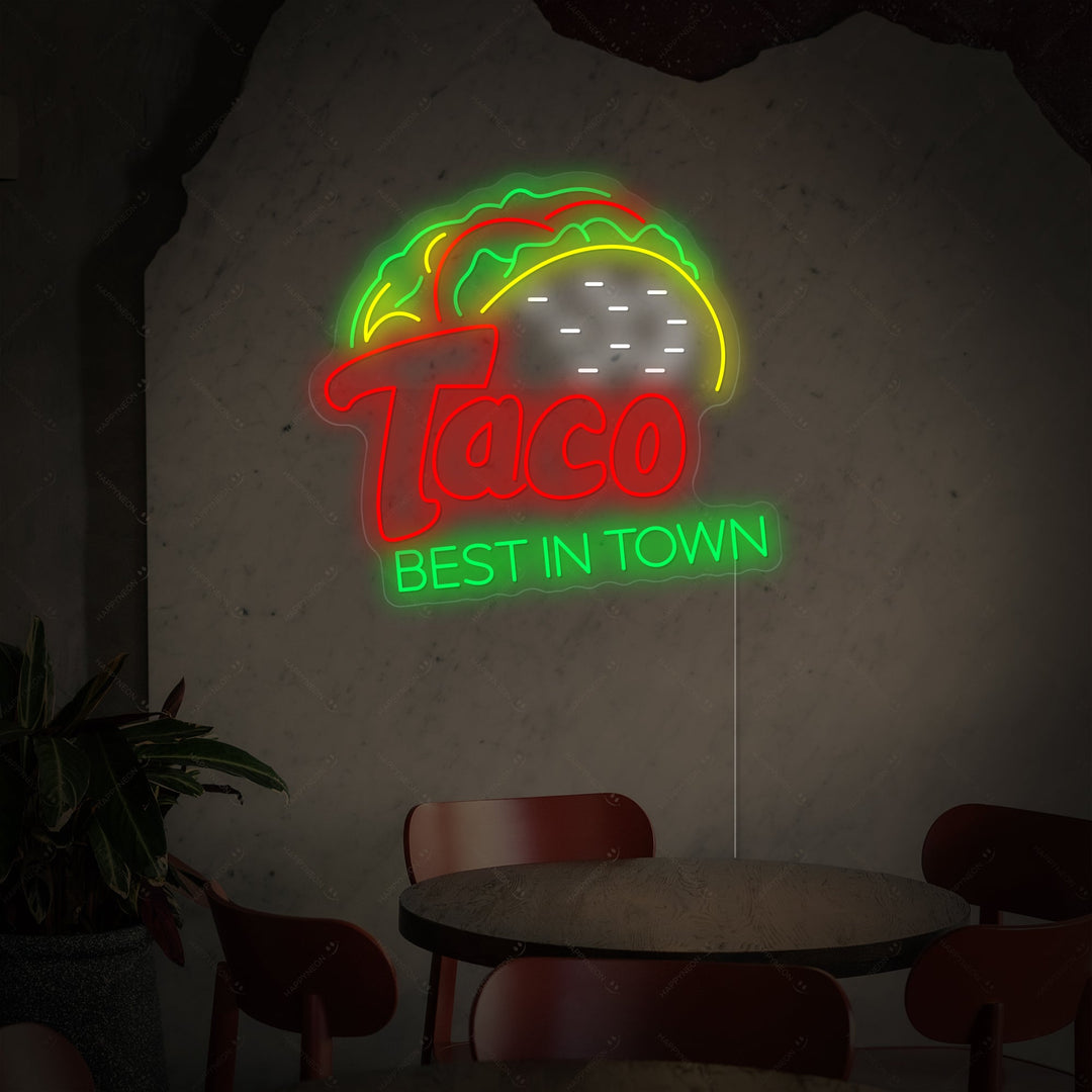 "Taco Best In Town" Neonkyltti