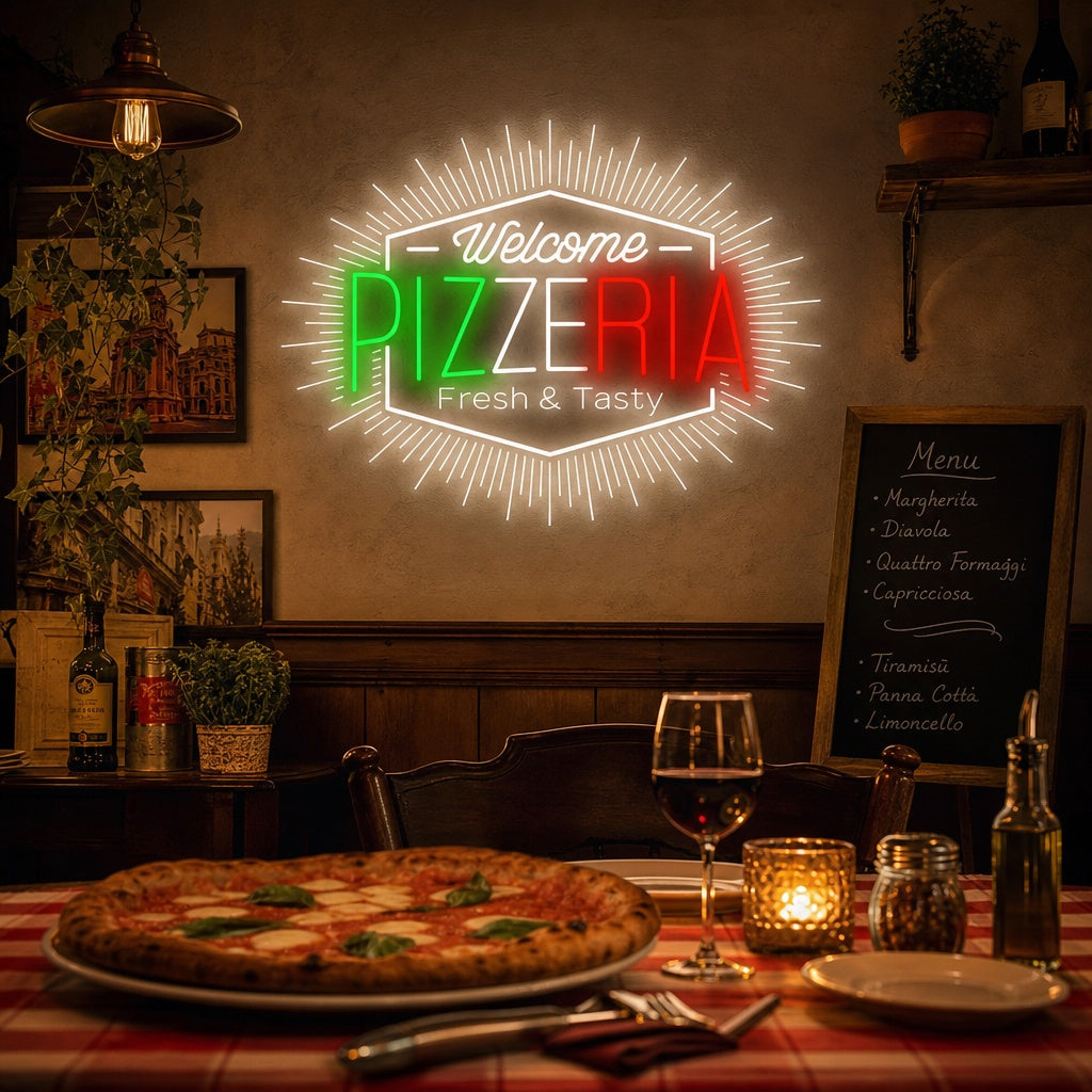 "Welcome Pizzeria" Neonkyltti