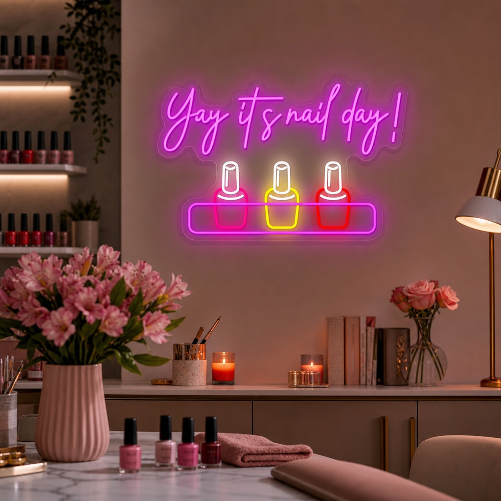 "Yay It Is Nail Day" Neonkyltti