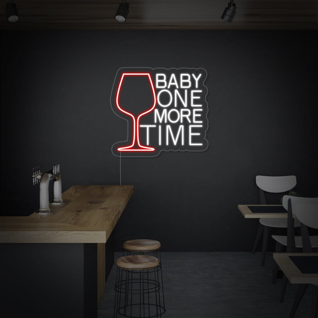 "Baby One More Time, Viinilasi, Baari" Neonkyltti