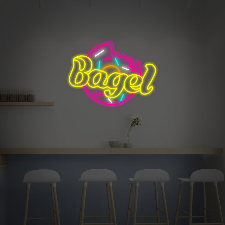"Bagel Leipomo Kakku Myymälä" Neonkyltti