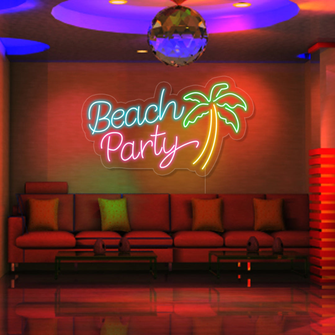 "Beach Party, Palmu" Neonkyltti