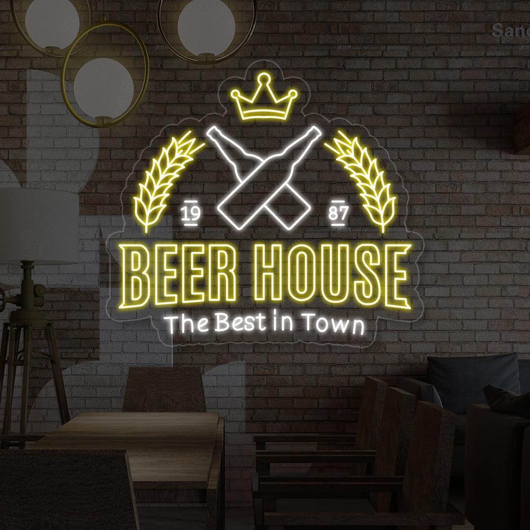 "Beer House The Best In Town" Neonkyltti