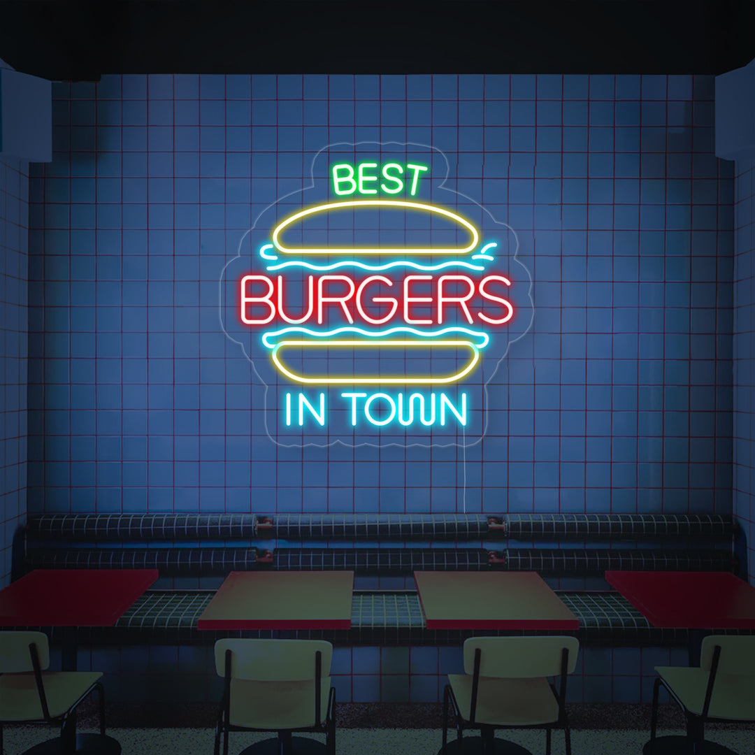 "Best Burgers In Town" Neonkyltti