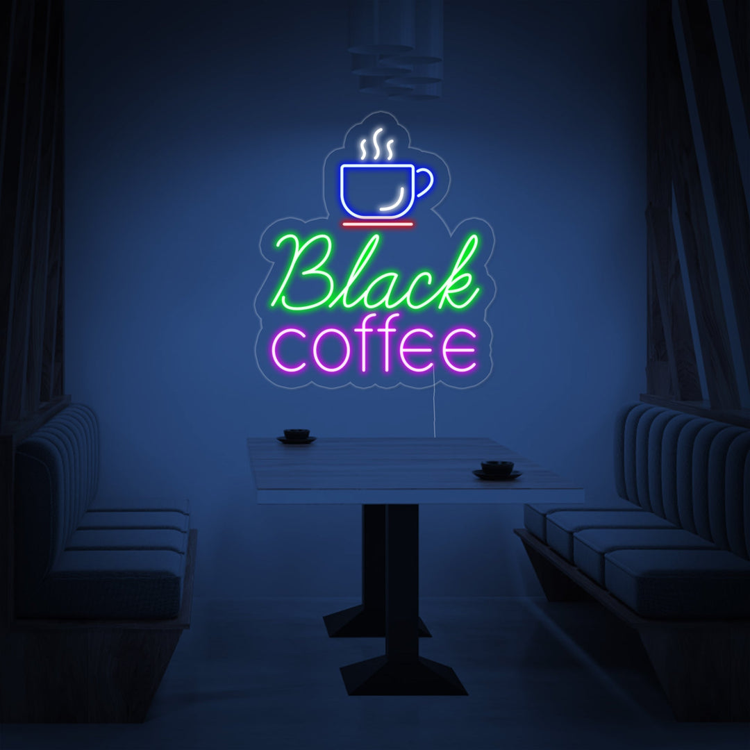"Kahvikuppi, Black Coffee" Neonkyltti