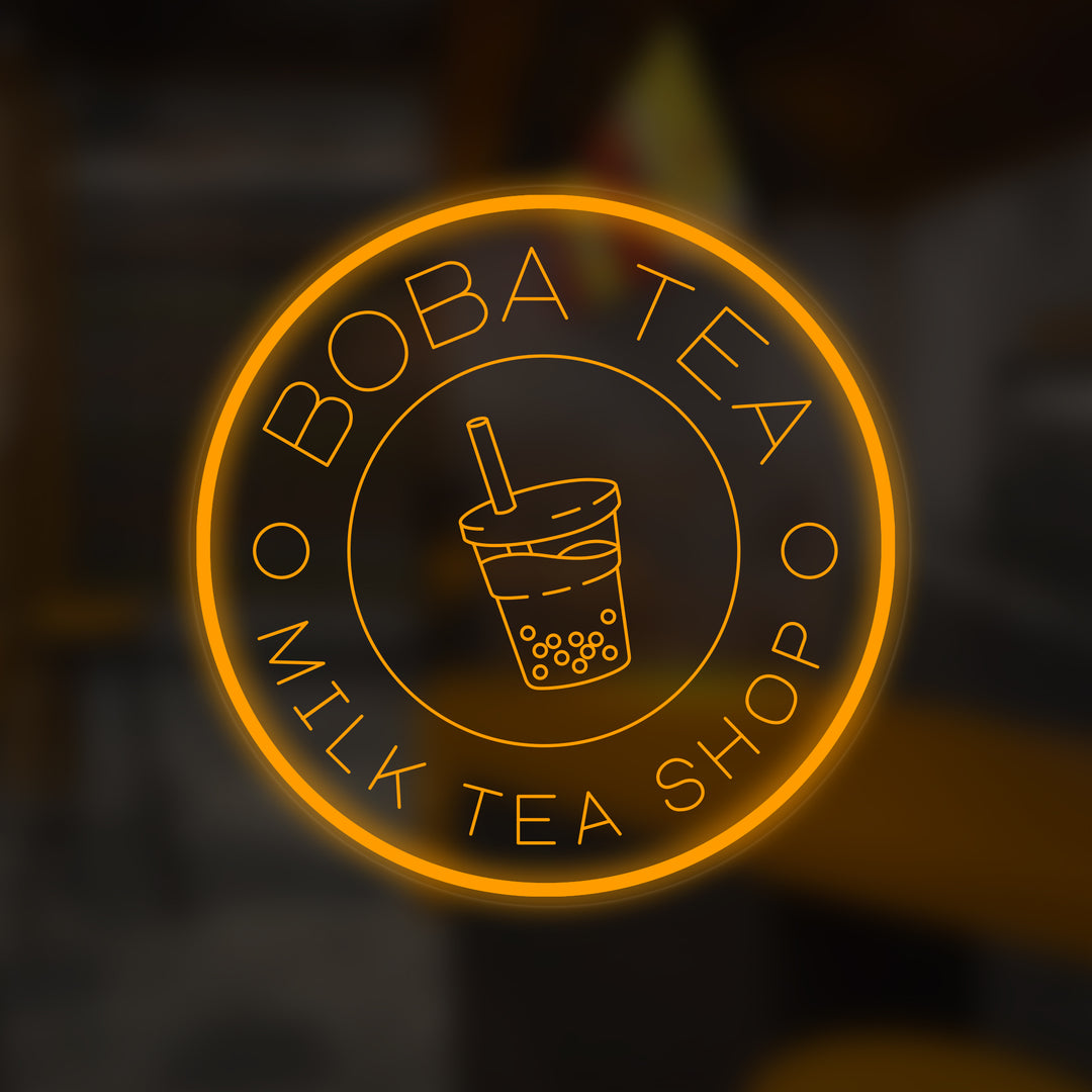 "Boba Tea Milk Tea Shop, Boba-kuppi" Mini Neonkyltti