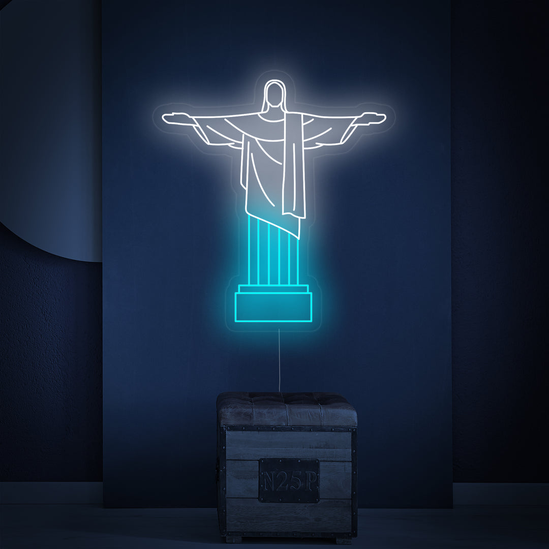"Brasilian Kristus Vapahtaja" Neonkyltti