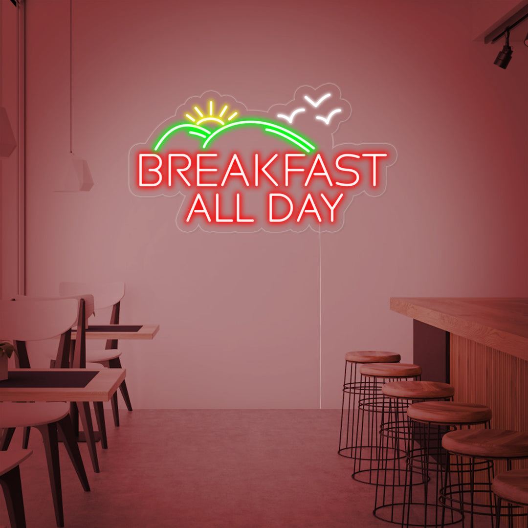 "Breakfast All Day" Neonkyltti