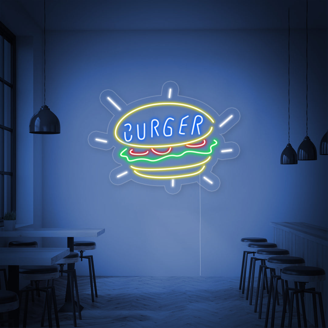 "Burger, Ruokakauppa" Neonkyltti