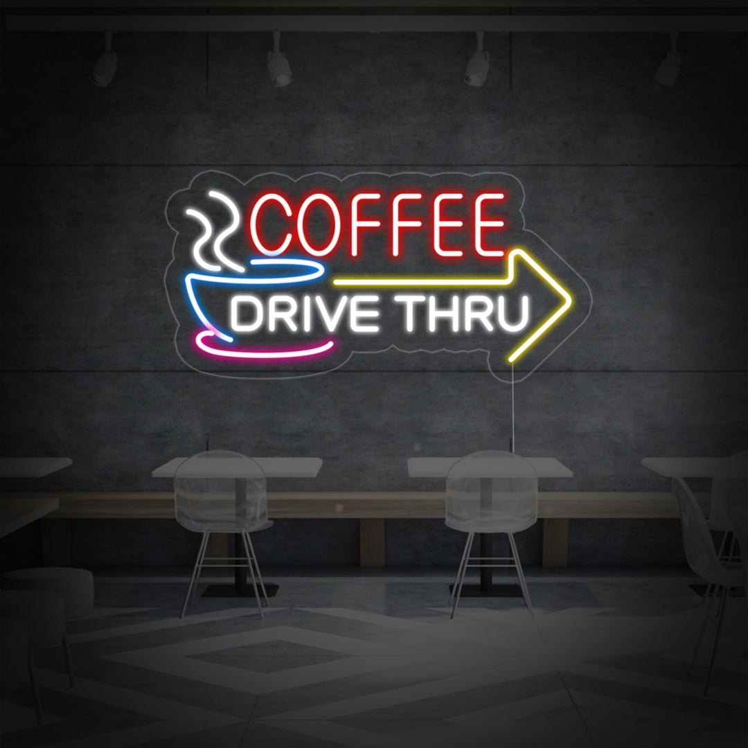 "Coffee Drive Thru" Neonkyltti