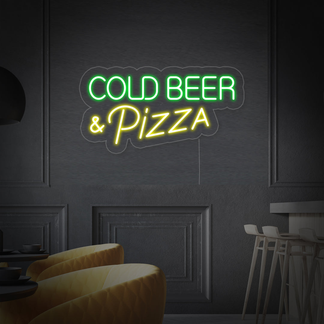 "Cold Beer Pizza" Neonkyltti