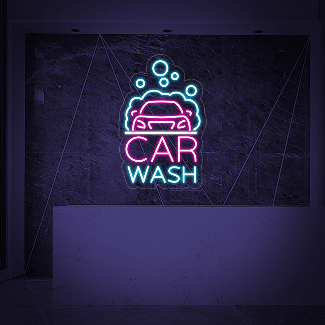 "Car Wash, Autopesu Logo" Neonkyltti