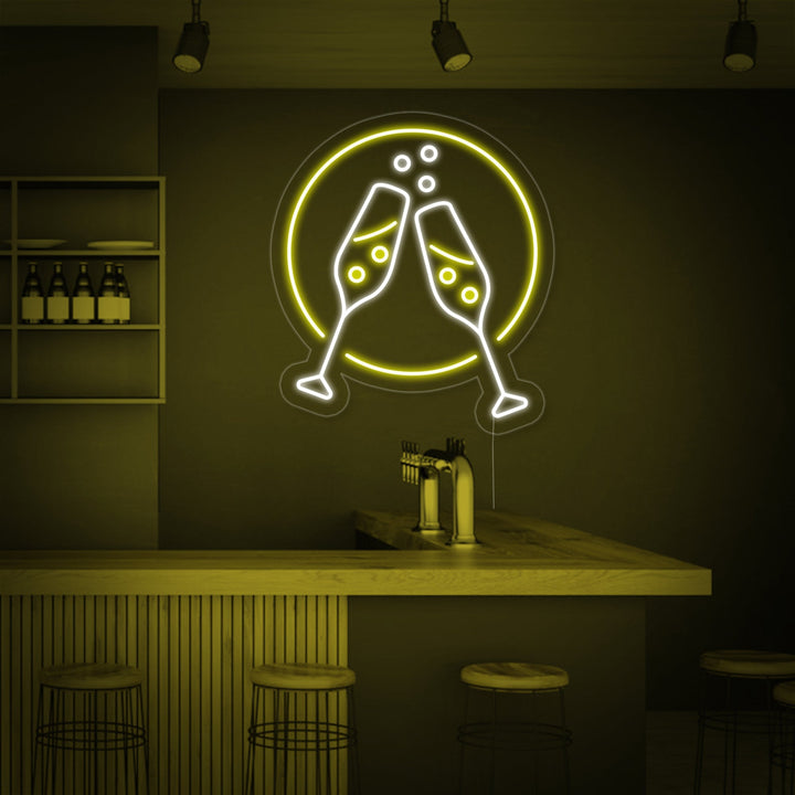 "Samppanjalasit, Kippis" Neonkyltti