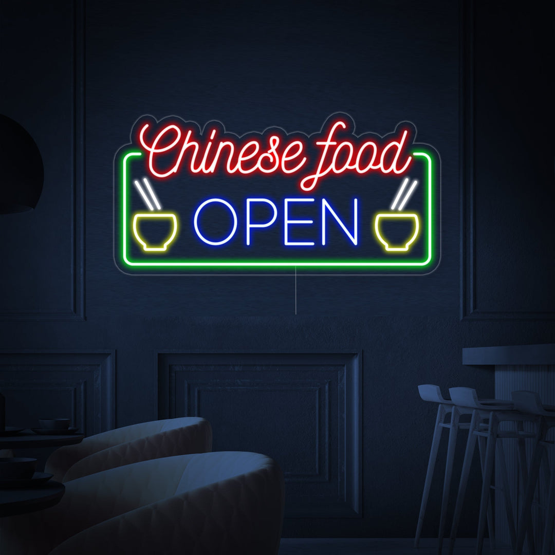 "Chinese Food Open" Neonkyltti