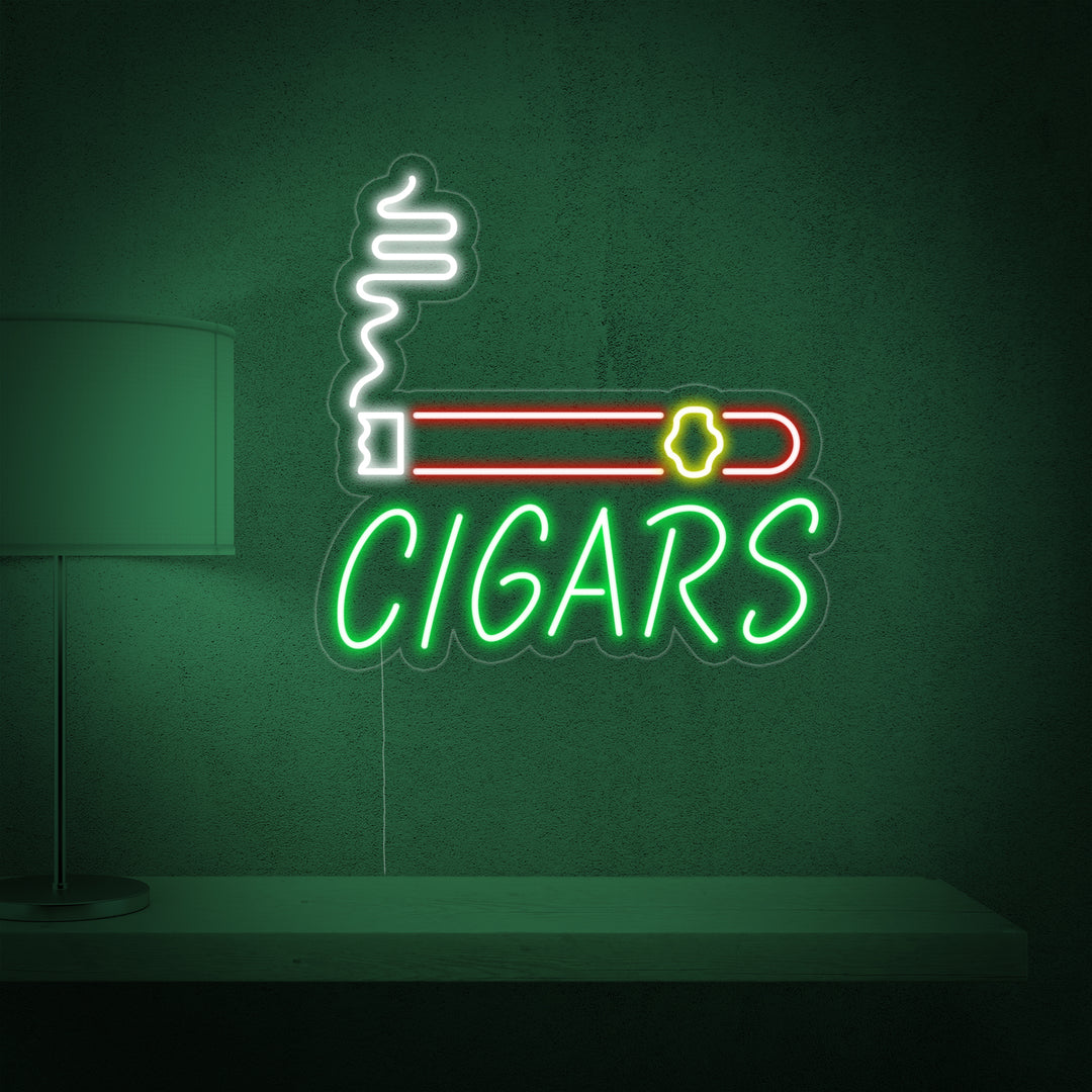 "Cigars, sikarikauppa" Neonkyltti