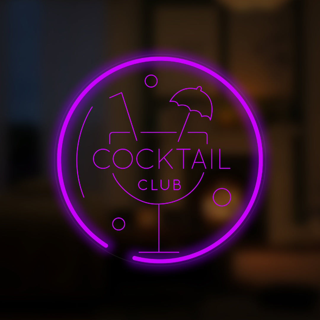 "Cocktail Club, Cocktail" Mini Neonkyltti