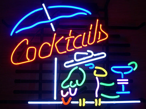 "Cocktails, Papukaija, Cocktail" Neonkyltti