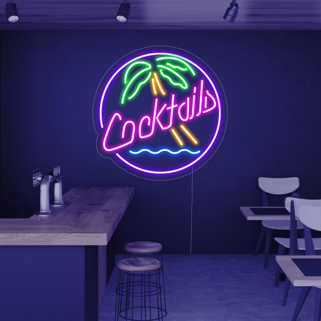 "Cocktails, Olut" Neonkyltti