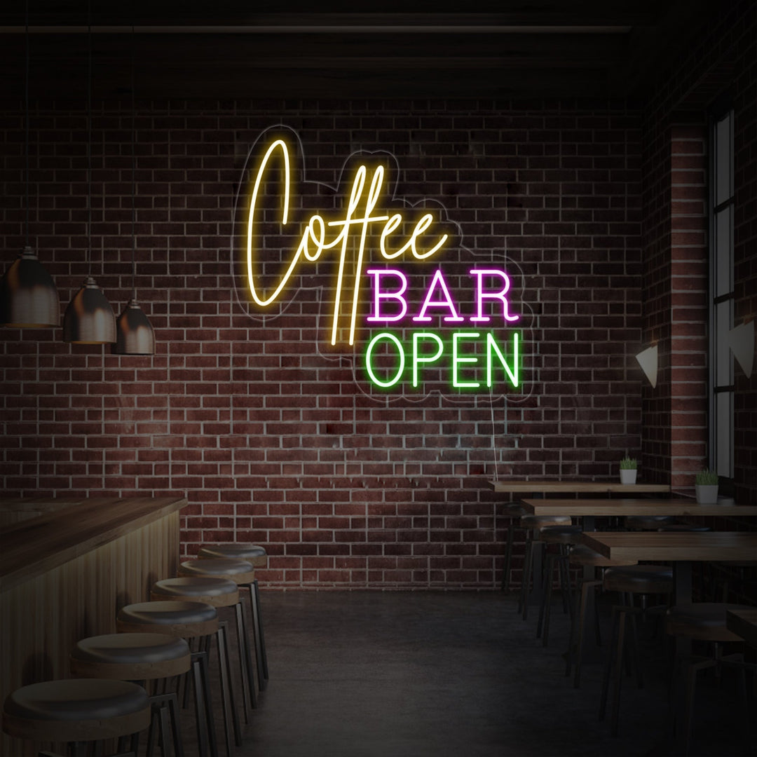 "Coffee Bar Open" Neonkyltti