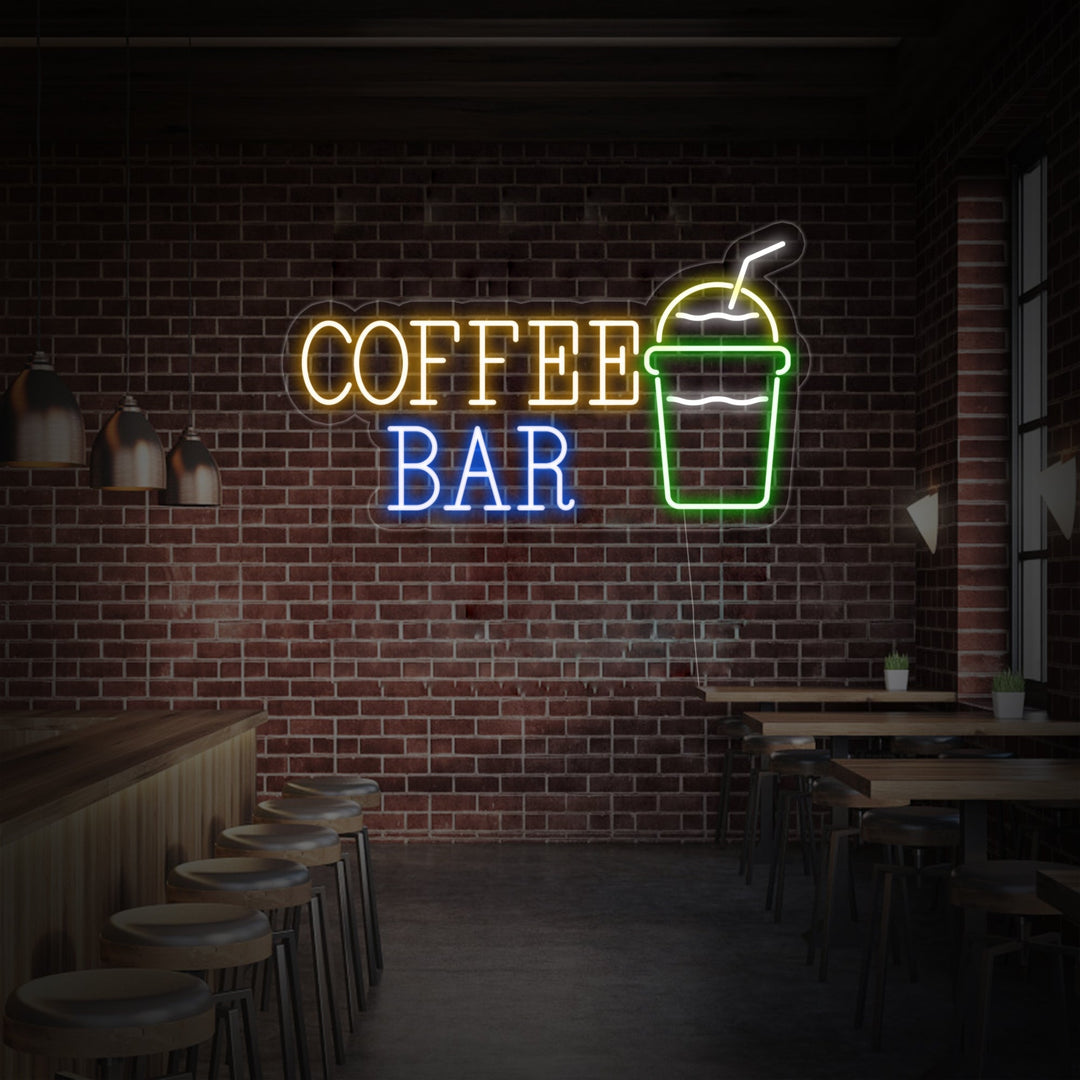 "Kahvikuppi, Coffee Bar" Neonkyltti