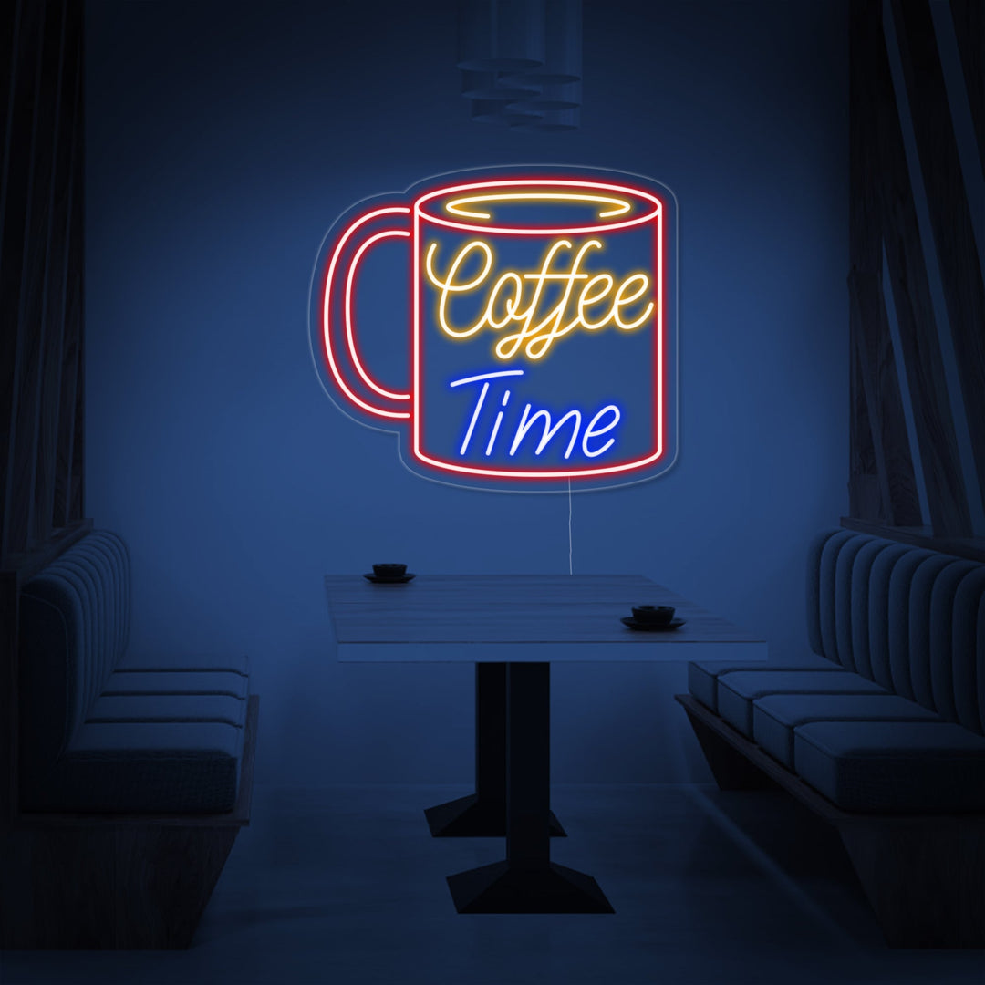"Muki, Coffee Time" Neonkyltti
