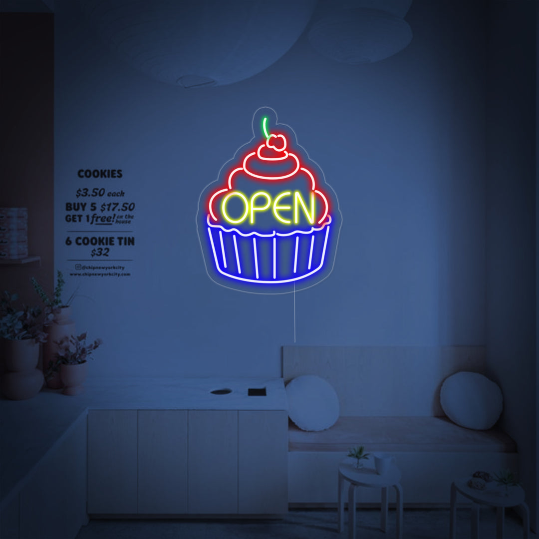 "Cupcake Open" Neonkyltti