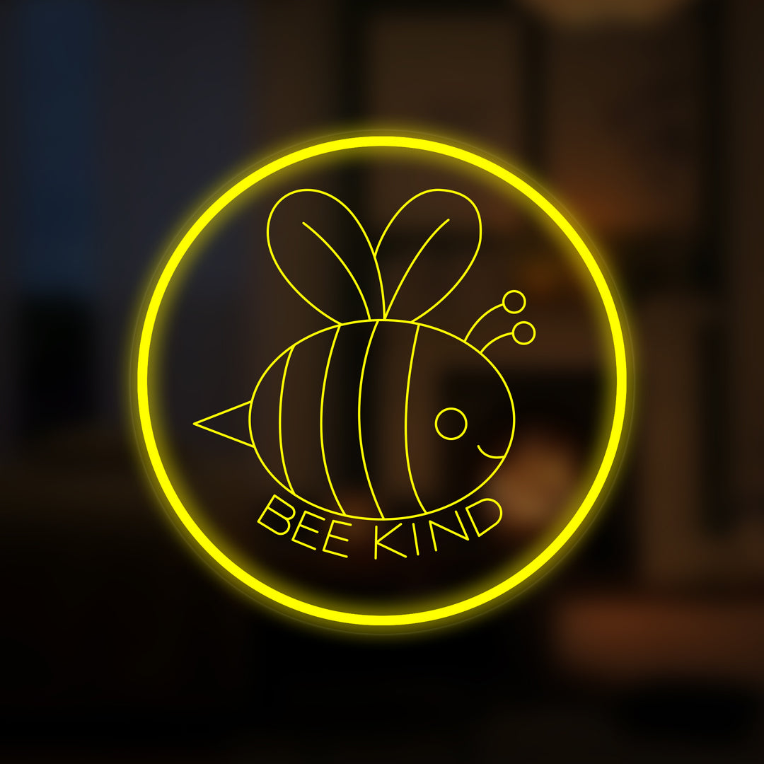 "Cute Bee Be Kind" Mini Neonkyltti