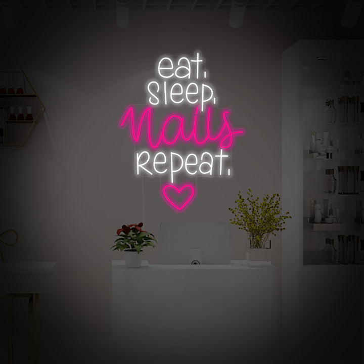 "Kynnet Studio Eat Sleep Nails Repeat" Neonkyltti