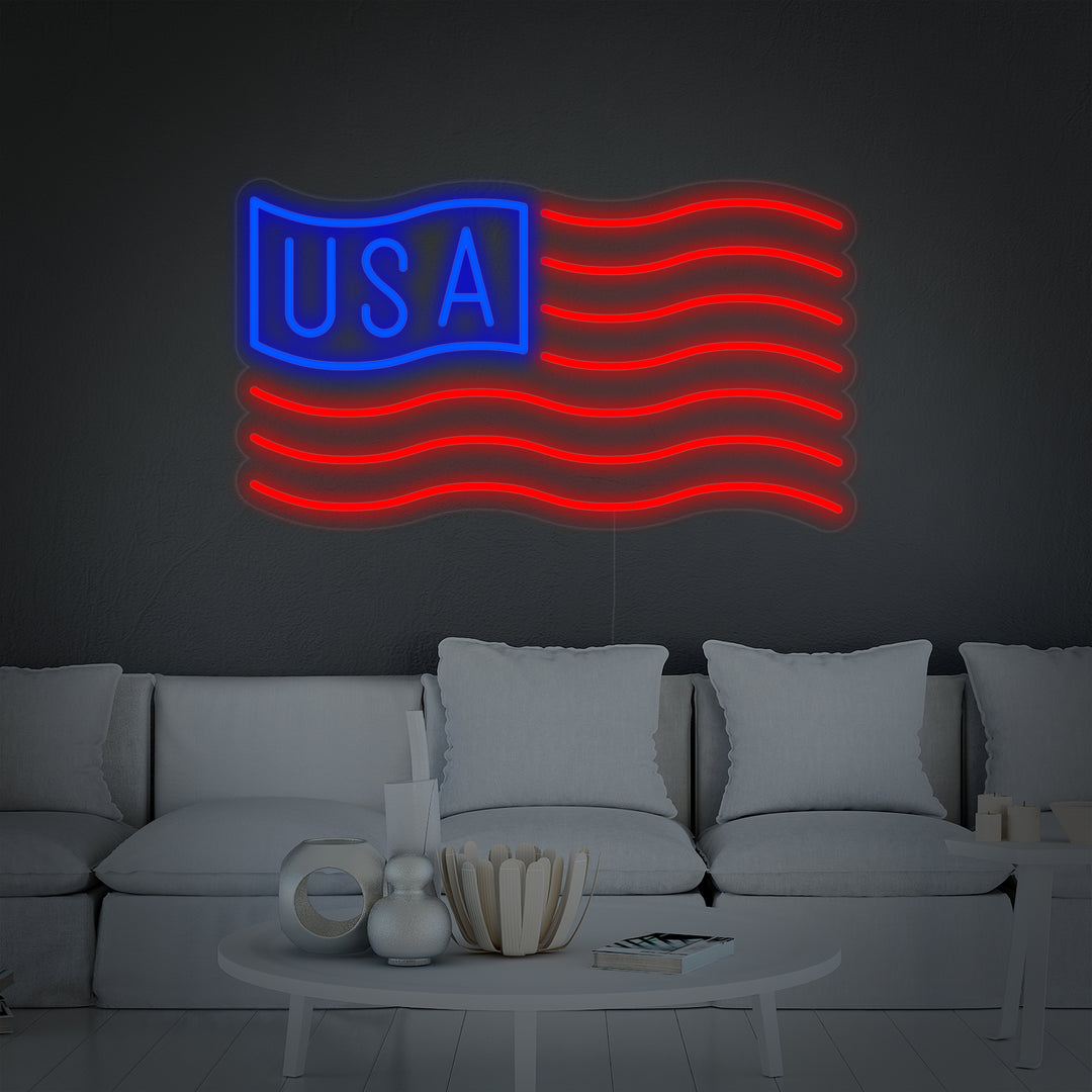 "Yhdysvaltain Lippu" Neonkyltti