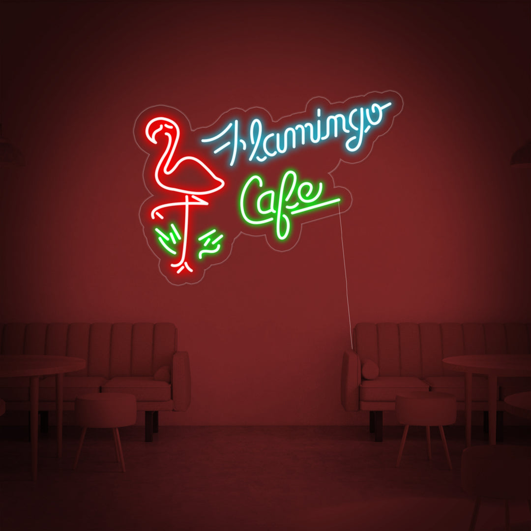 "Flamingo Cafe, Kauppa" Neonkyltti