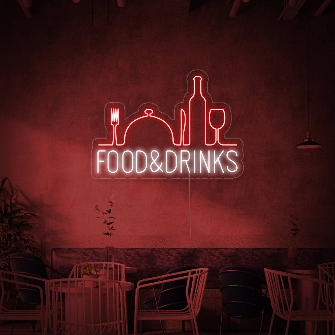 "Food and Drinks, Baari, ravintola" Neonkyltti