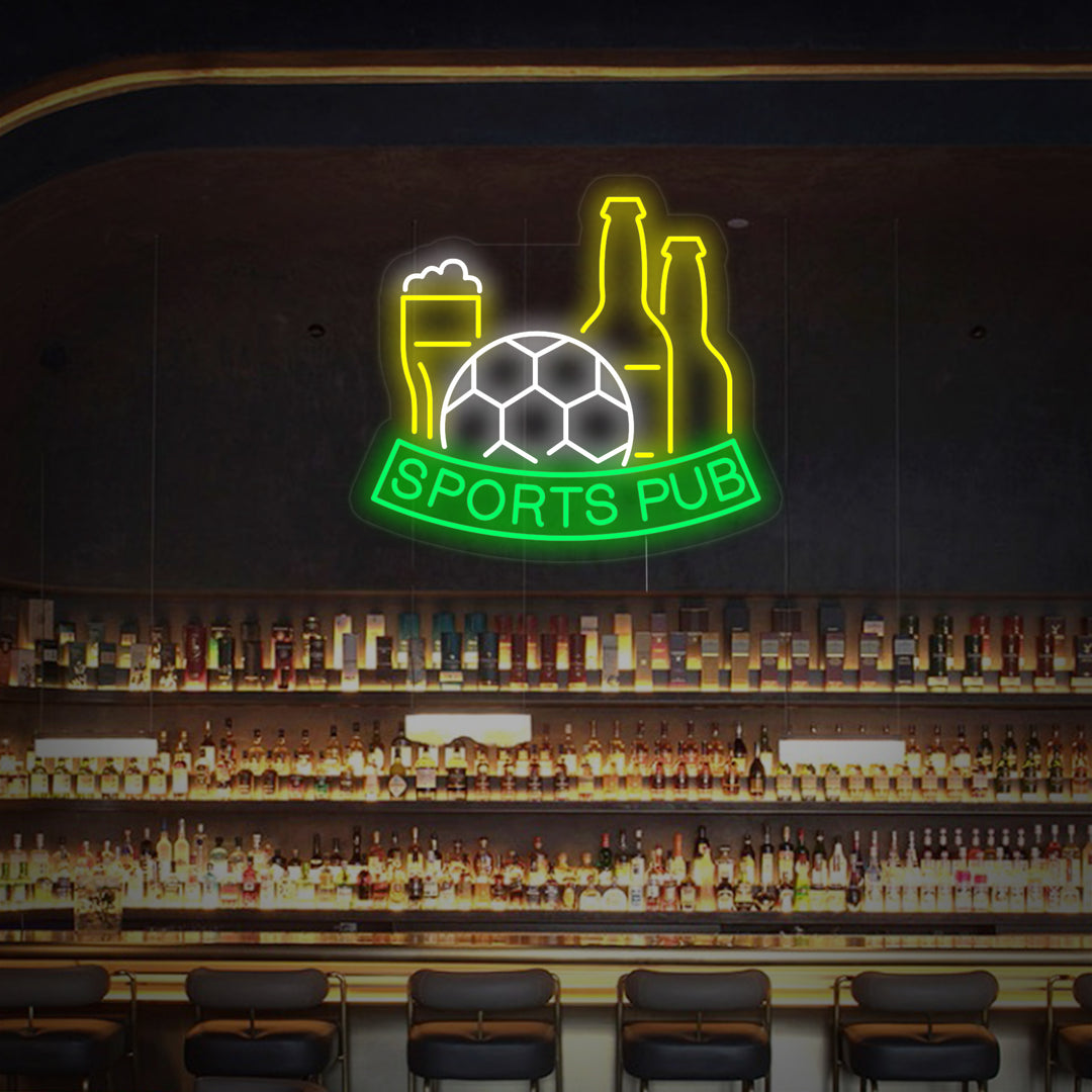 "Jalkapallo, olut, Sports Pub" Neonkyltti