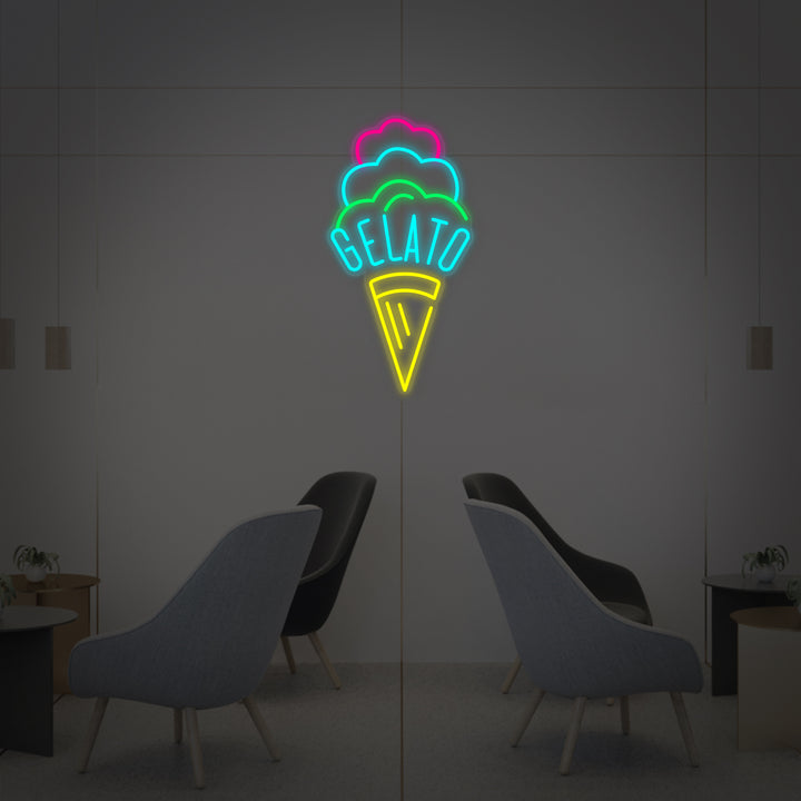 "Gelato, Jäätelö" Neonkyltti