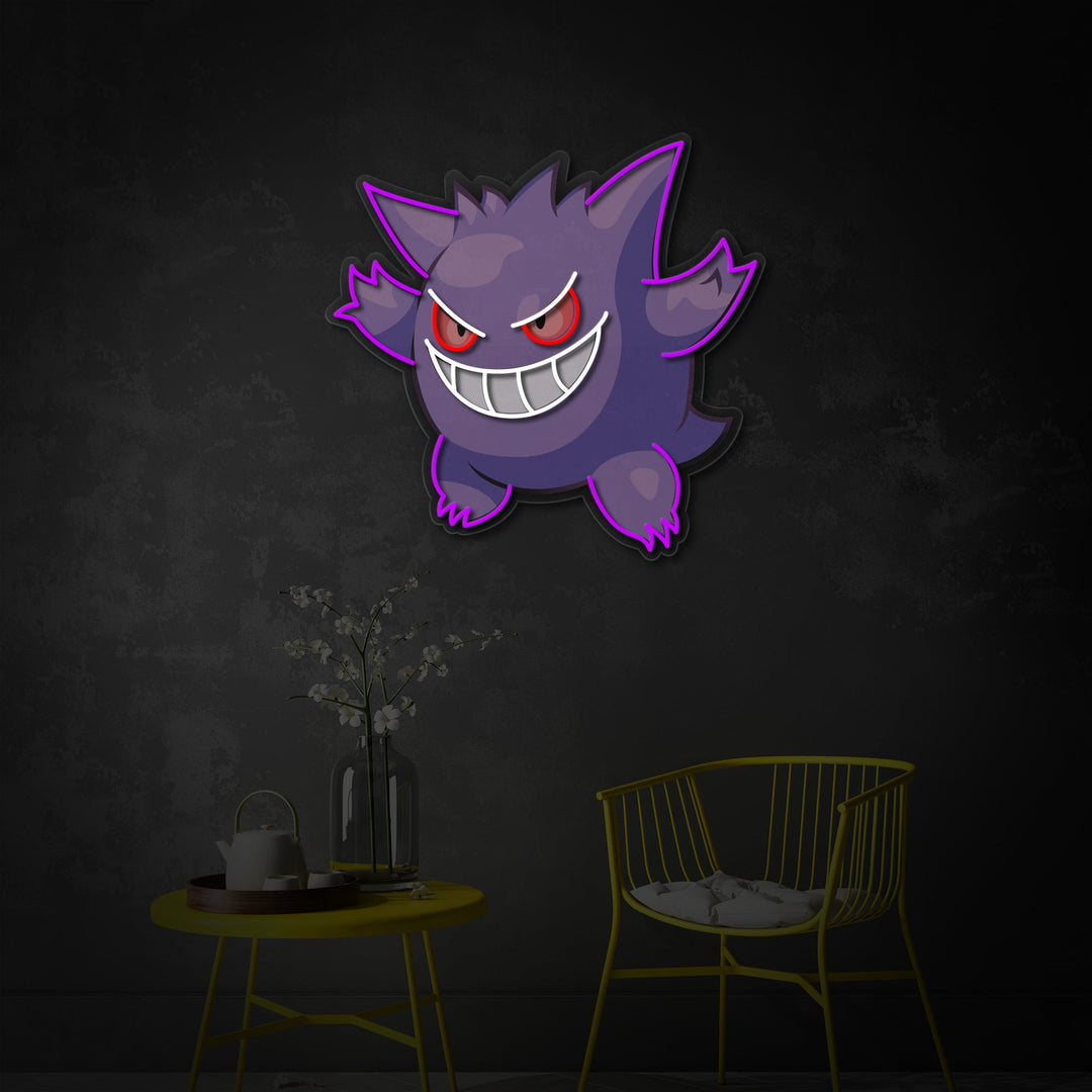 "Gengar, pelin sisustus" UV-tulostettu LED-neonkyltti