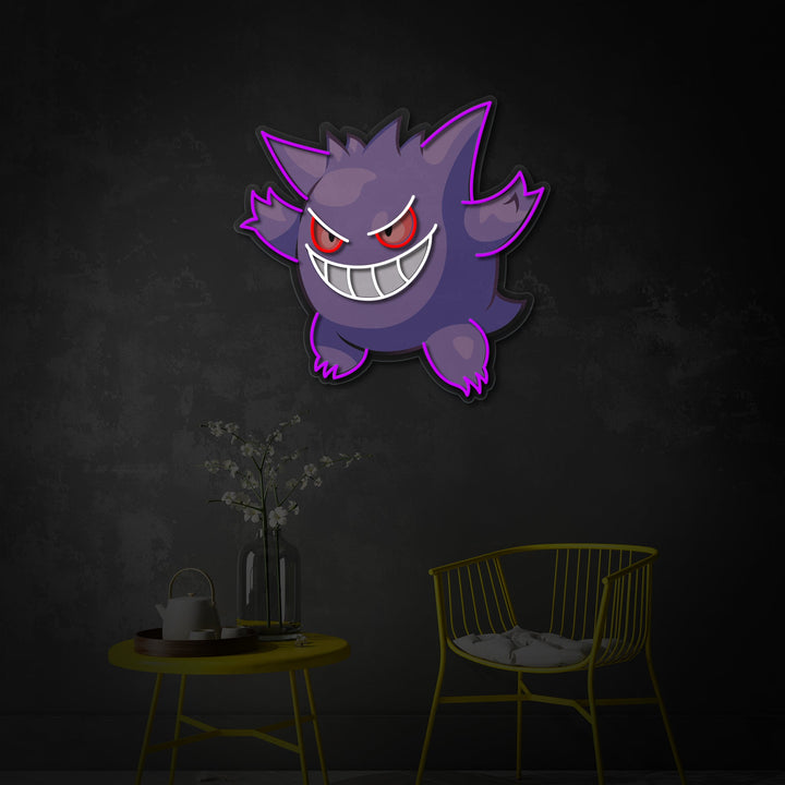 "Gengar, pelin sisustus" UV-tulostettu LED-neonkyltti
